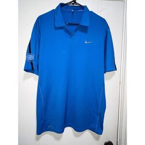 Nike Tiger Woods Collection Shirt Mens Large Blue Polo Short Sleeve Stretch Golf